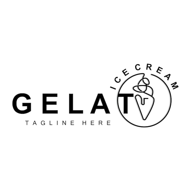 Helado helado logo diseño dulce suave frío alimentos vector marca empresa productos