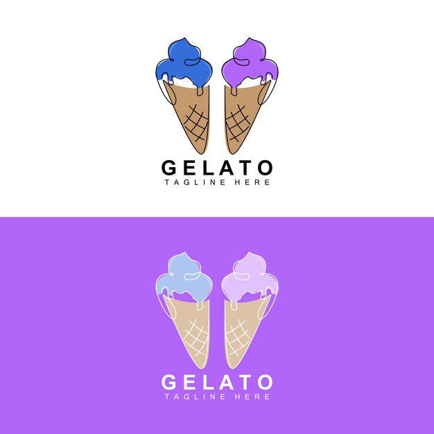 Helado Helado Logo Diseño Dulce Suave Frío Alimentos Vector Marca Empresa Productos