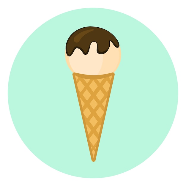 Helado en icono de cono de galleta