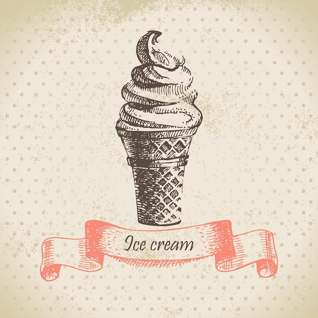 Vector helado, ilustración dibujada a mano