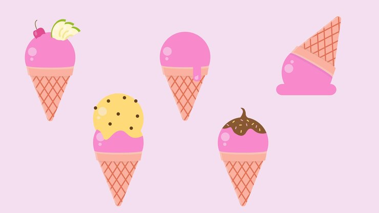 helado con lindos conos y varios elementos