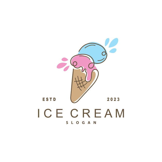 Helado Logo Vector Fresco Dulce Suave Comida Fría Diseño De Inspiración Minimalista Simple