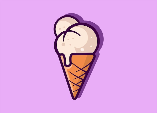 Helado de logotipo. Emblema de helado italiano. Helado en un cono de galleta