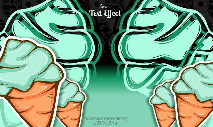 Vector helado de menta lindo transparente dibujado a mano de fondo