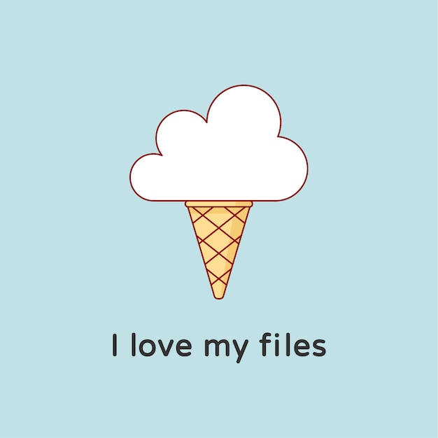 Helado en la nube con el texto me encantan mis archivos