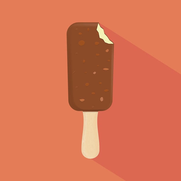 Vector helado con nueces en un palo con una larga sombra ilustración vectorial