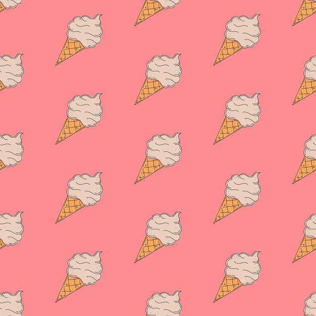 helado patrón sin costuras comida ilustración plana estilo dibujado a mano de dibujos animados