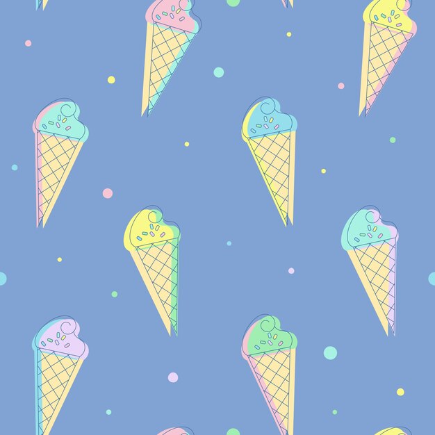 Helado Patrón transparente de vector con efecto de falla Diseño plano