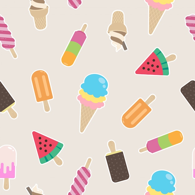 Helado de patrones sin fisuras vector de dibujos animados