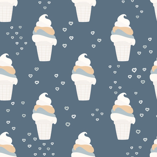 Helado de patrones sin fisuras Vector de fondo para el diseño textil tela ropa de bebé
