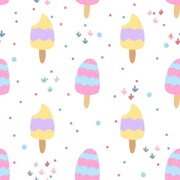 Helado de patrones sin fisuras Vector de fondo para el diseño textil tela ropa de bebé