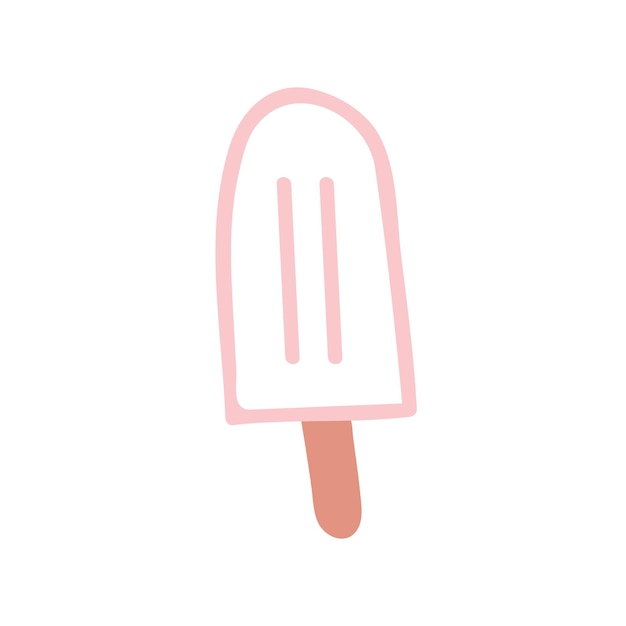 Helado popsicle en estilo doodle simple postre congelado dulce frío sorbet comida de verano bocadillo para niños dibujo boceto helado infantil ilustración vectorial plana aislada sobre fondo blanco