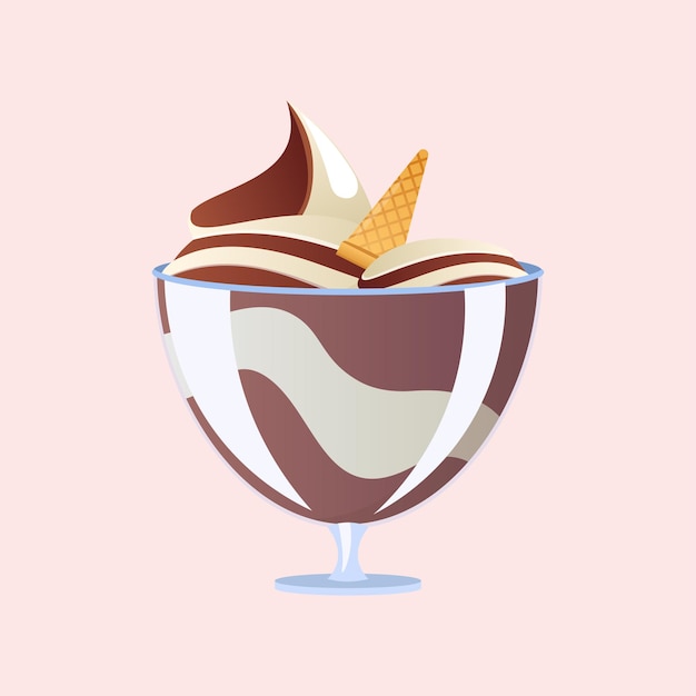 helado en un recipiente de vidrio