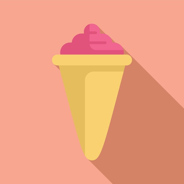 Helado rosa con un remolino en la parte superior que se derrite en un cono de waffle
