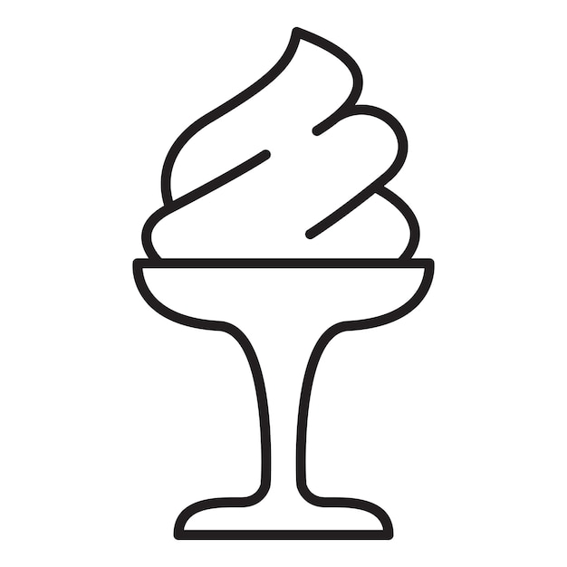 Helado servido en un vaso Helado en una copa de vidrio Parfait de verano Icono de la línea de yogur congelado
