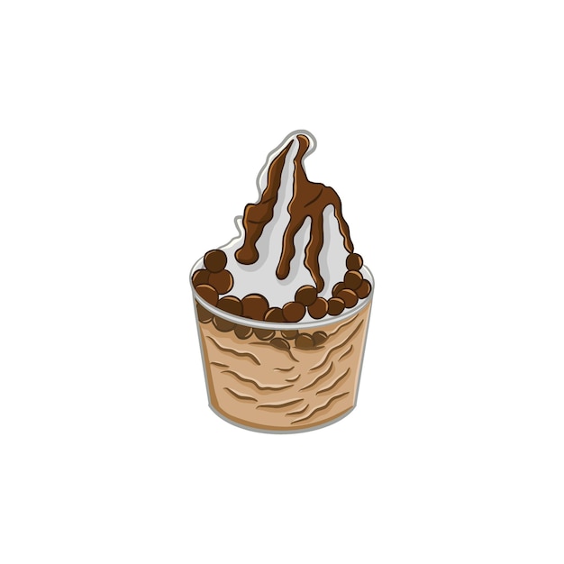 helado en una taza sobre un fondo blanco Ilustración vectorial