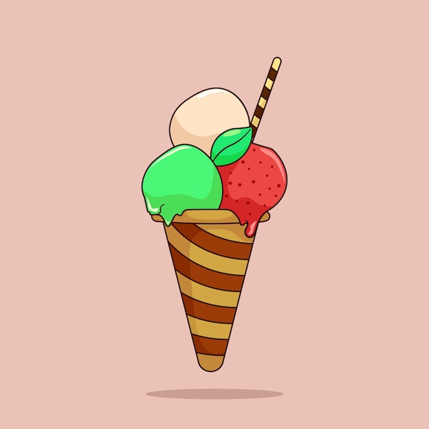 Vector helado con tres sabores diferentes