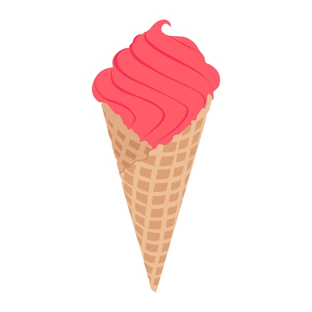 Helado en vector de cono de oblea aislado sobre fondo blanco