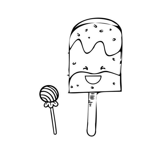 Vector helado vectorial de fondo blanco y negro