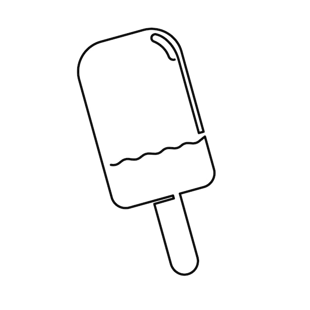 Helado Verano Dibujo de línea continua Polo de hielo en un palo en esmalte Ilustración vectorial línea negra sobre fondo blanco