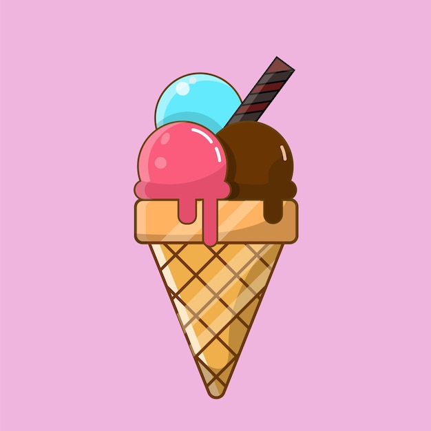 Helado Waffle bolas de helado Vector imagen i estilo de moda