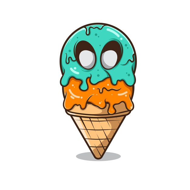 Helado zombie aislado en blanco