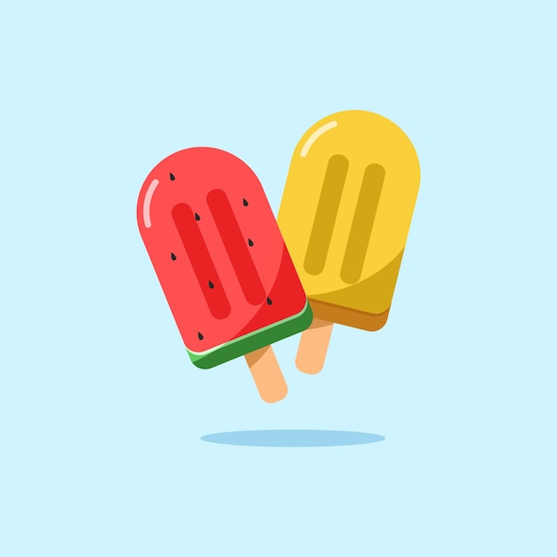 Helados con sabor a sandía y piña para elementos vectoriales o diseño de temas de verano