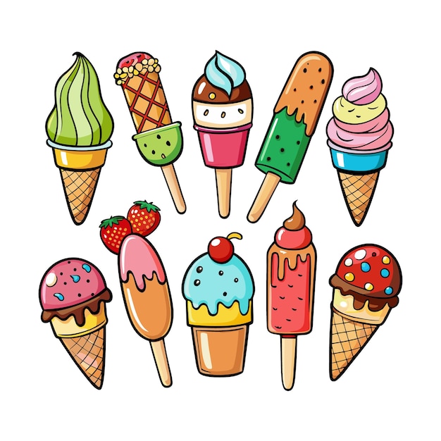 helados sobre un fondo blanco Ilustración vectorial