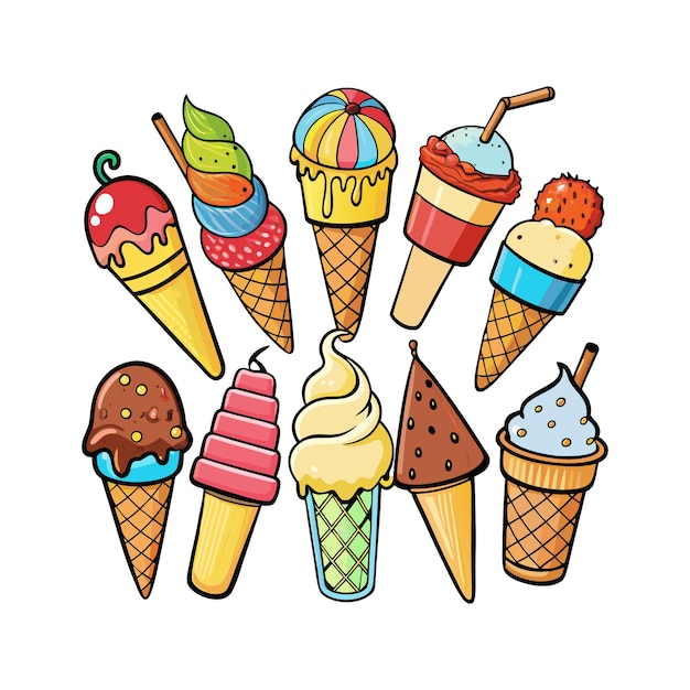 helados sobre un fondo blanco Ilustración vectorial