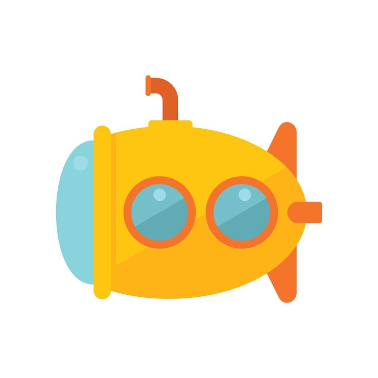 Vector hélice icono de submarino vector plano barco de mar portillo del océano