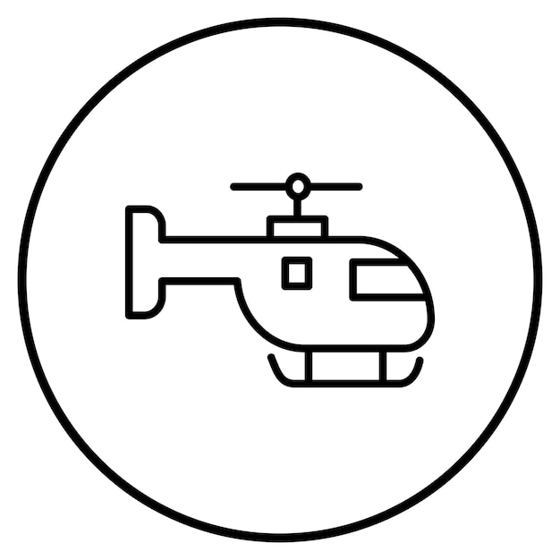 un helicóptero con un círculo blanco y negro a su alrededor