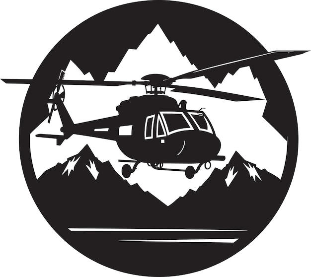Helicóptero de combate negro de dominio furtivo emblema simbólico vector de ataque elegante helicóptero negro ic