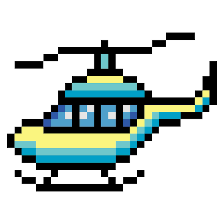 Vector helicóptero en estilo de pixel art