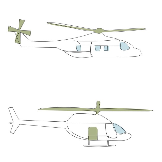 helicópteros dibujo lineal boceto vector