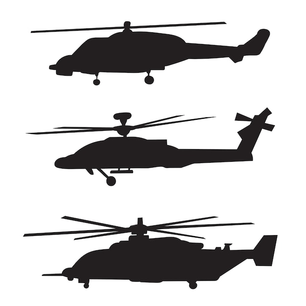 helicópteros con silueta sobre fondo blanco