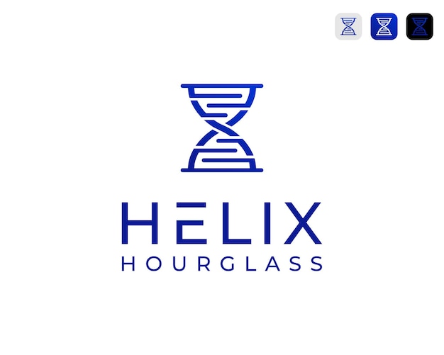 Helix DNA Genético con reloj de arena Abstracto Moderno para la tecnología Diseño de logotipo vectorial Ilustración