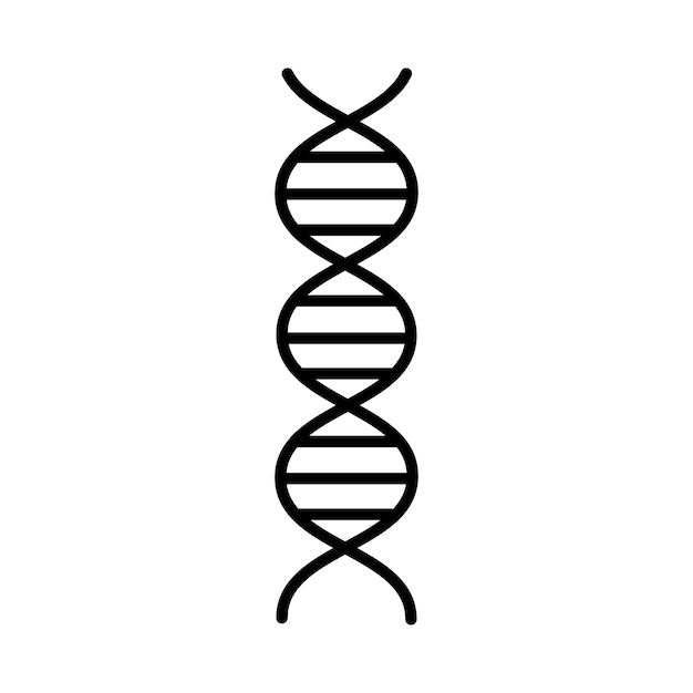 Helix de gen de adn abstracto farmacéutico médico simple icono en blanco y negro sobre fondo blanco