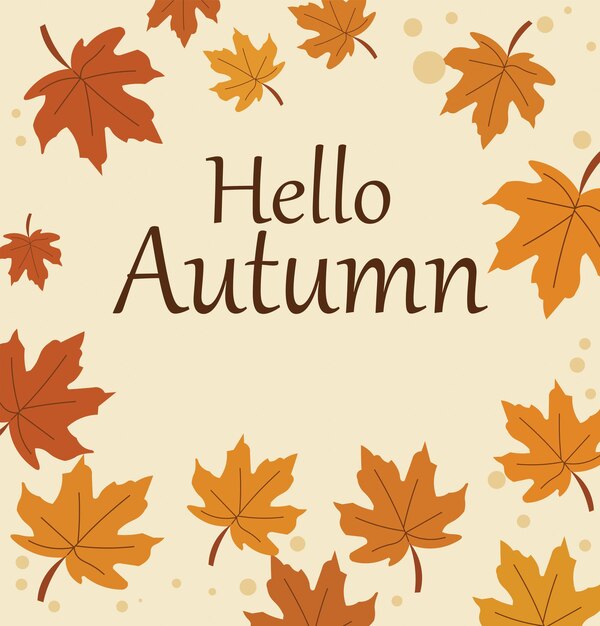 Hello Autumn Card Vector Design Set Seasonal Greetings02