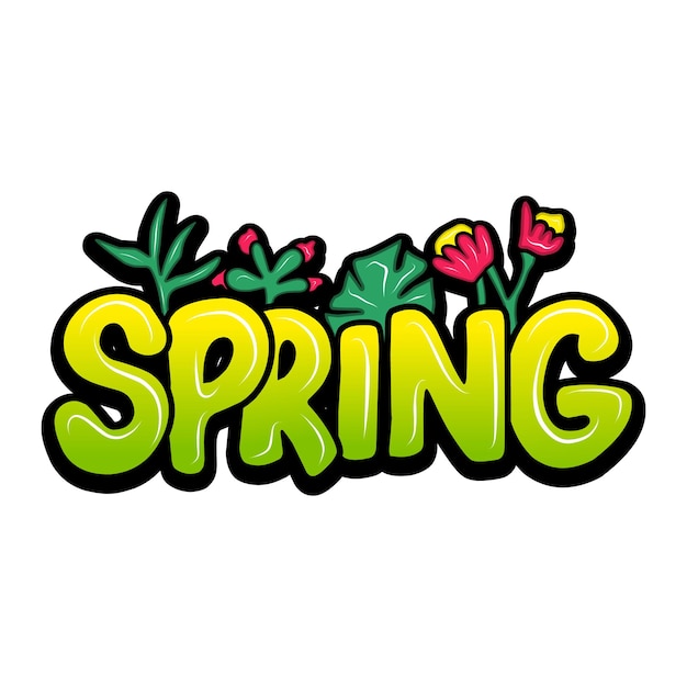 hello spring con diseño dibujado a mano