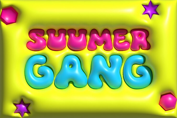 Vector hello summer color, diseños de efectos de texto 3d completos, texto con efecto inflado completamente colorido