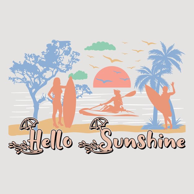 Vector hello sunshine retro groovy summer svg camiseta de sublimación gráfico