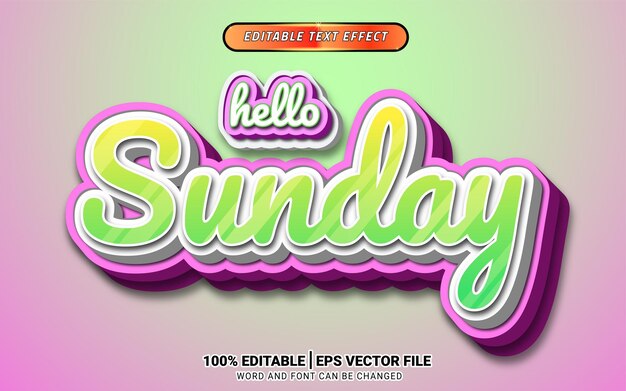 hello vacaciones de verano diseño de plantilla de efecto de texto 3d