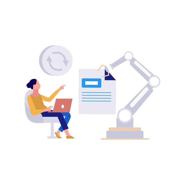Vector una hembra está mostrando una copia de seguridad de un archivo de documento