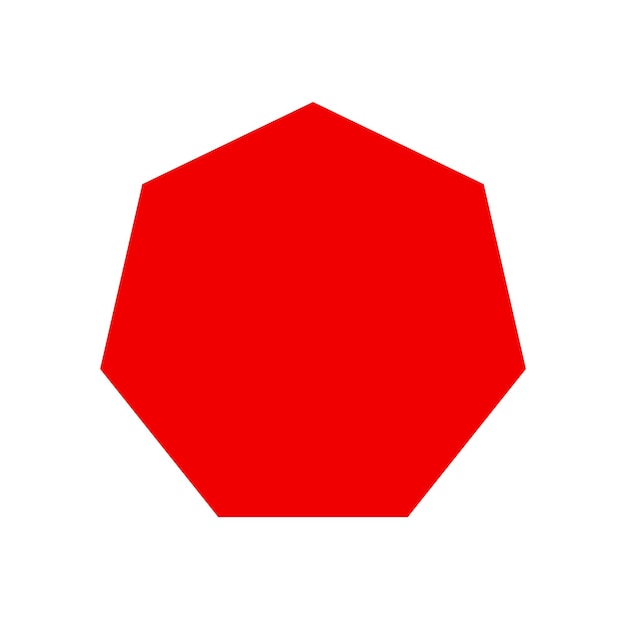 Heptágono con icono de color rojo icono de vector de septágono