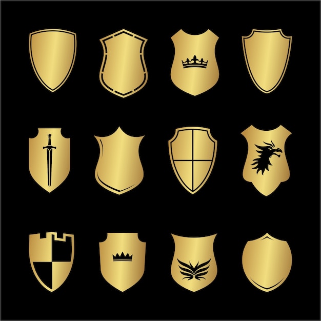 Heráldica escudo medieval conjunto de formas