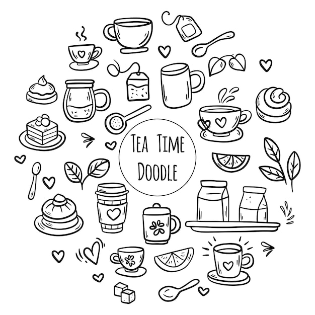 Herbal Tea Time hace dibujos con iconos de líneas minimalistas de rituales e ingredientes del té