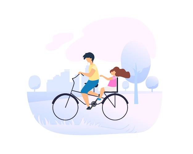 Hermano Drives Little Sister en bicicleta en City Park.