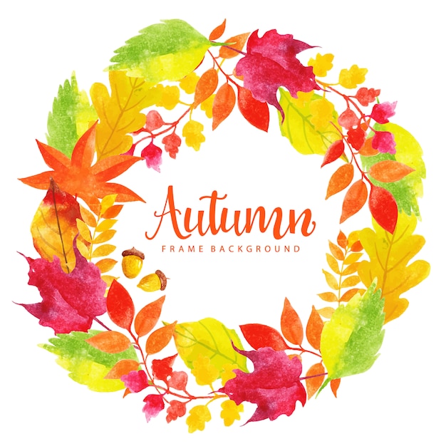 Hermosa acuarela Autumn Leaves Wreath