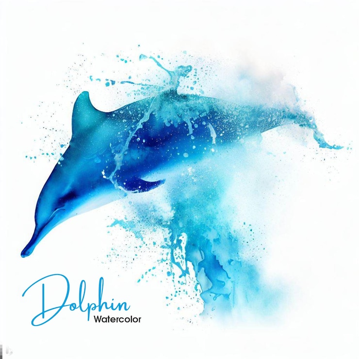 Hermosa Acuarela Azul Splash Elefante Abstracto