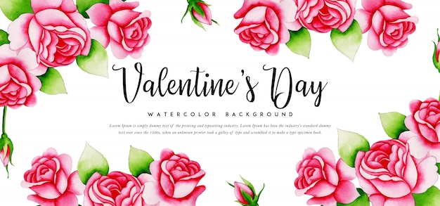 Vector hermosa acuarela san valentín banner